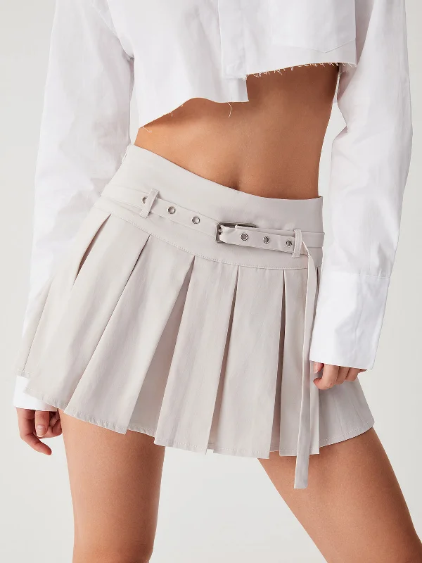 A-line skirts for classic wardrobe essentials -Runway Belted Graceful Pleat Mini Skirt