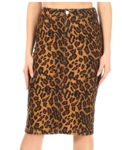 Vintage skirts for retro-inspired fashion vibes -Leopard Twill Calf Legnth Skirt