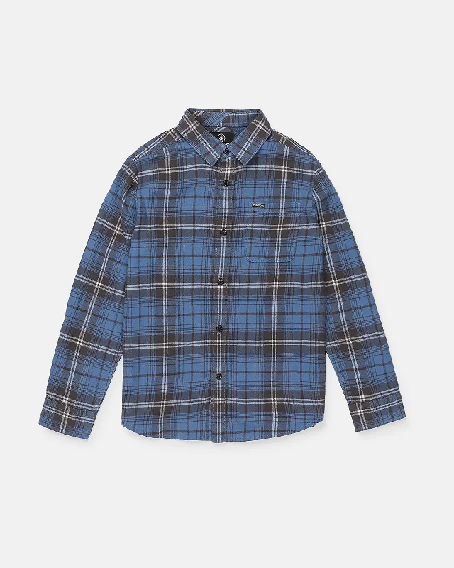 Midi Skirts for Versatile Wear -Big Boys Caden Plaid Long Sleeve Shirt - Blue