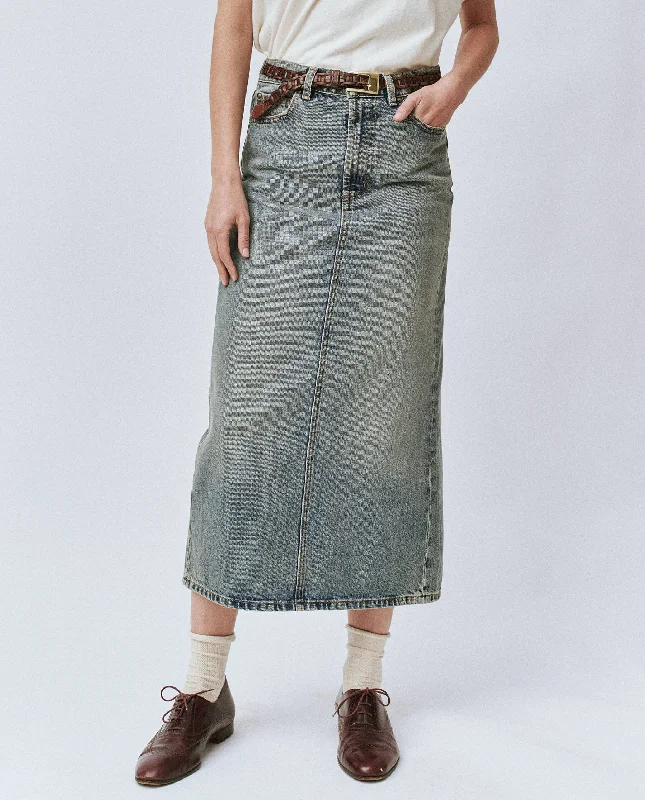 Trendy skirts with bold plaid patterns -The Column Skirt. -- Monterey Wash