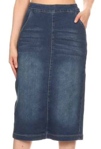 Soft skirts with gentle fabric drape -Denim Calf Length Skirt (S-XL)