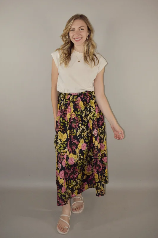 Casual skirts with relaxed fit comfort -midnight floral skirt