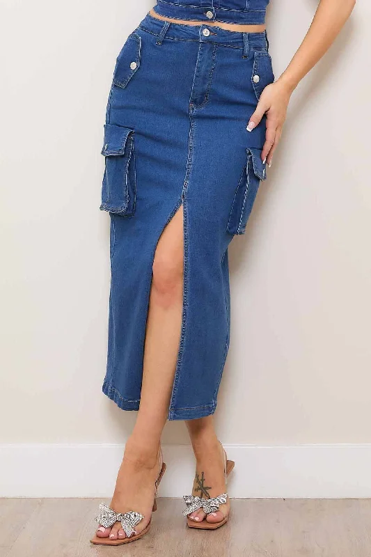 Fishing Shorts for Water Activities -Denim Cargo Column Skirt