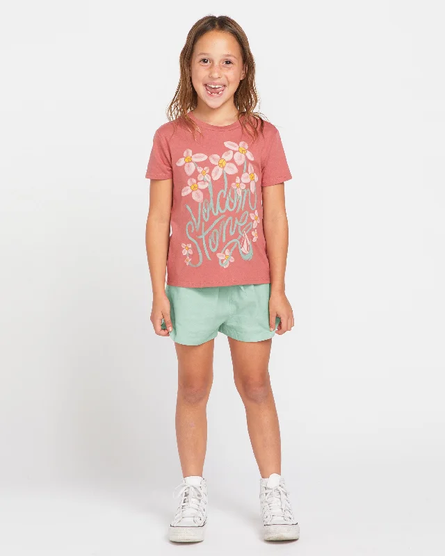 Animal Print Shorts for Fun -Little Girls Last Party Short Sleeve Tee - Mauve