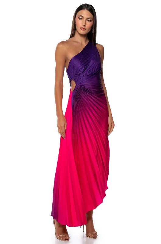 Celtic Dresses with Knotwork -ON MY OWN WAVE OMBRE ONE SHOULDER MAXI DRESS