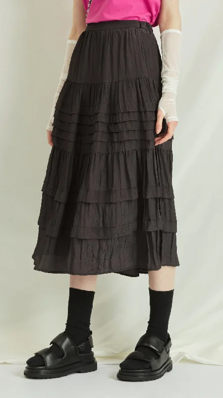 Soft linen skirts for gentle warm wear -Tiered Ruffle Skirt