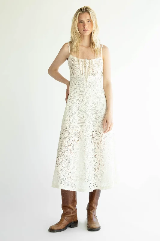 A-line Dresses for Flattering -MIDI LACE DRESS