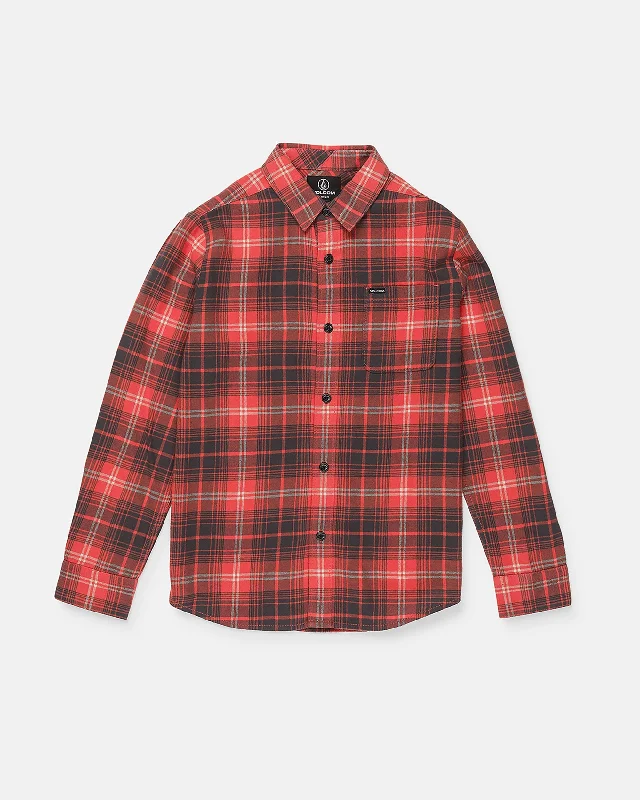 Long-Sleeved Skirts for Coverage -Big Boys Caden Plaid Long Sleeve Shirt - Red