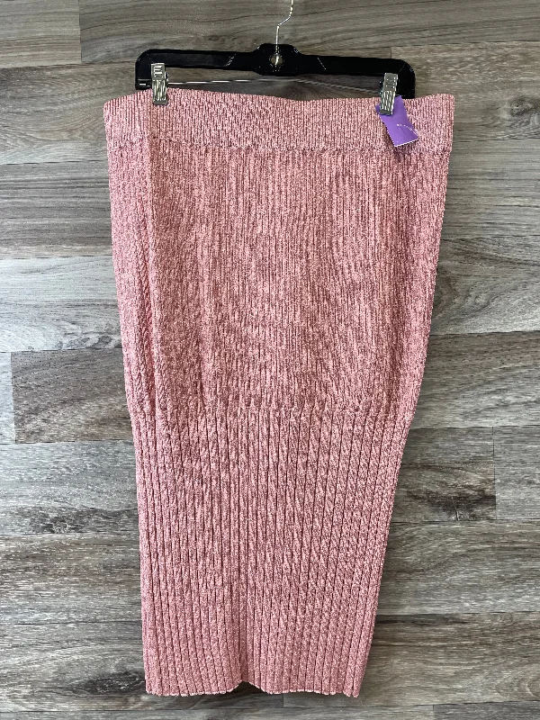 Soft linen skirts for gentle warm wear -Pink Skirt Midi New York And Co, Size Xl