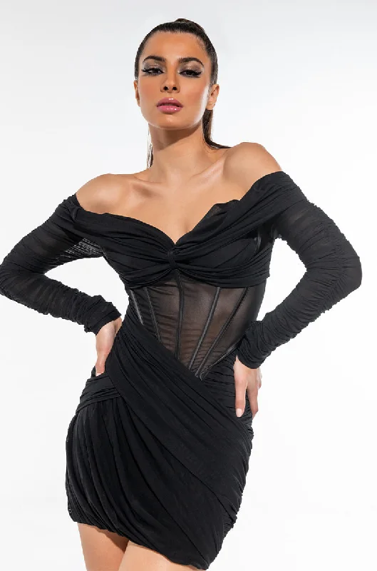 Leather Dresses for Luxury -RUNWAY READY RUCHED CORSET DRESS