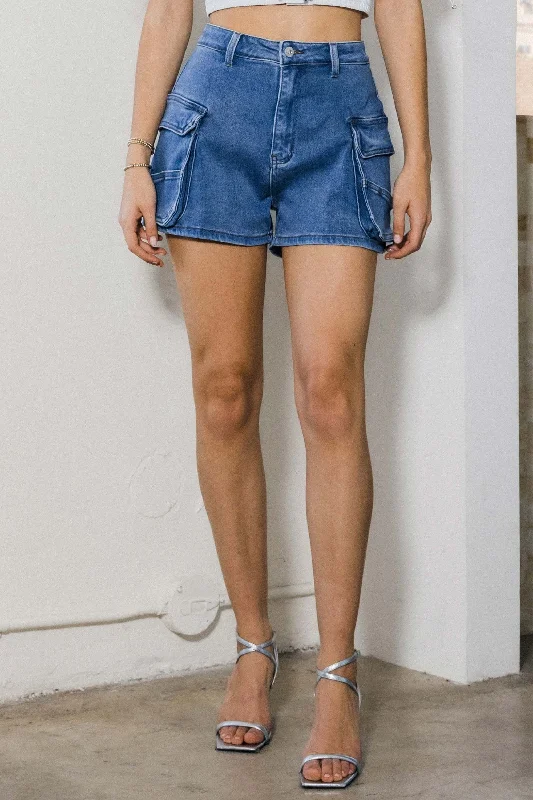 Belted Skirts for Shaping -Cargo Denim Shorts