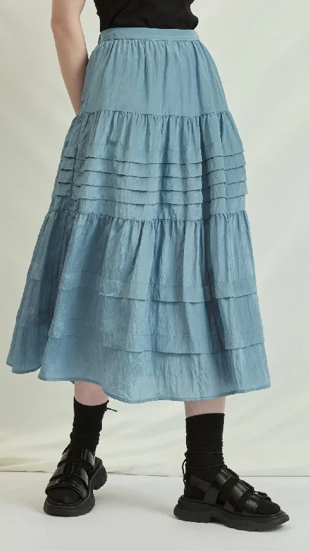 Trendy midi skirts for modern fashionistas -Tiered Ruffle Skirt