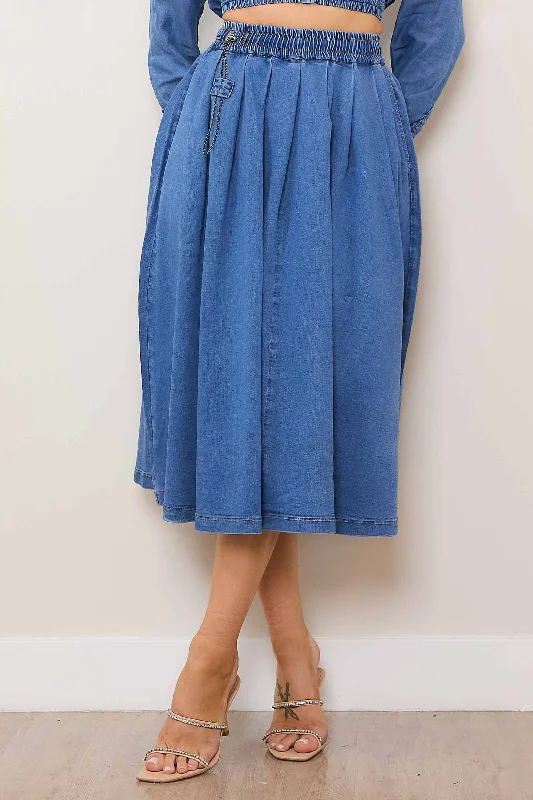 Short-Sleeved Skirts for Summer -Elastic Waist Full Skirt