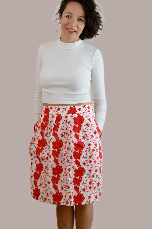 Classic black skirts for versatile outfit pairing -Ellison Red Floral Embroidery Skirt