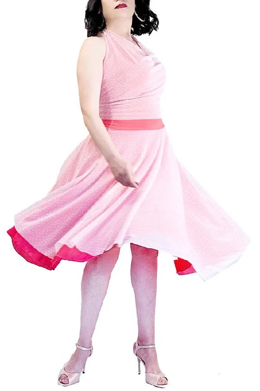 Pleated midi skirts for elegant everyday looks -pink polka dots full circle tango skirt