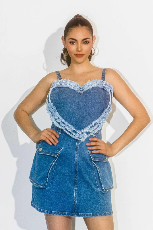 Oval Shaped Shorts for Grace -Heart Denim Dress