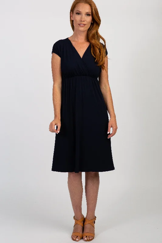 Valentine's Day Dresses for Romance -PinkBlush Navy Blue Draped Nursing Dress