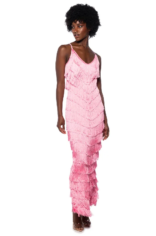 Contemporary Dresses for Fashion -SAMBA STYLE FRINGE MAXI DRESS