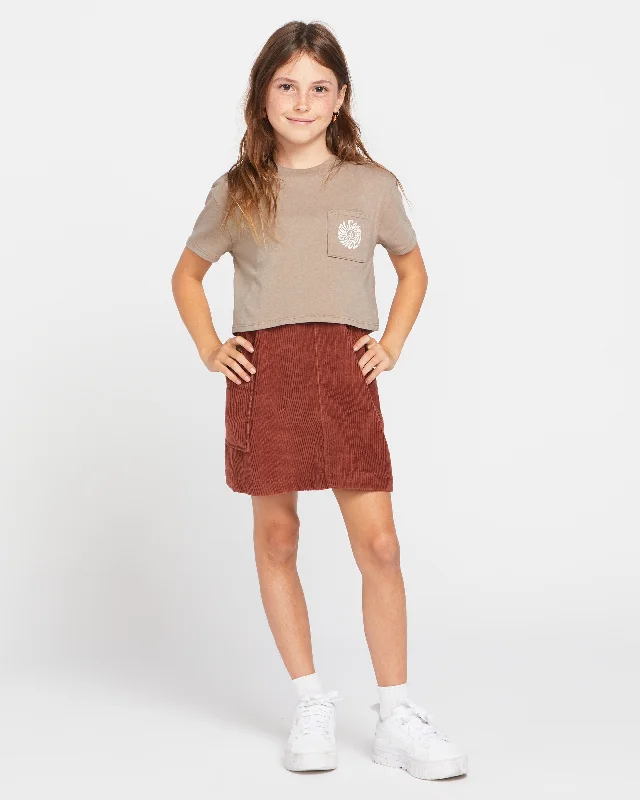 Wool Shorts for Warmth Needed -Little Girls Pkt Dial Short Sleeve Tee - Moondust