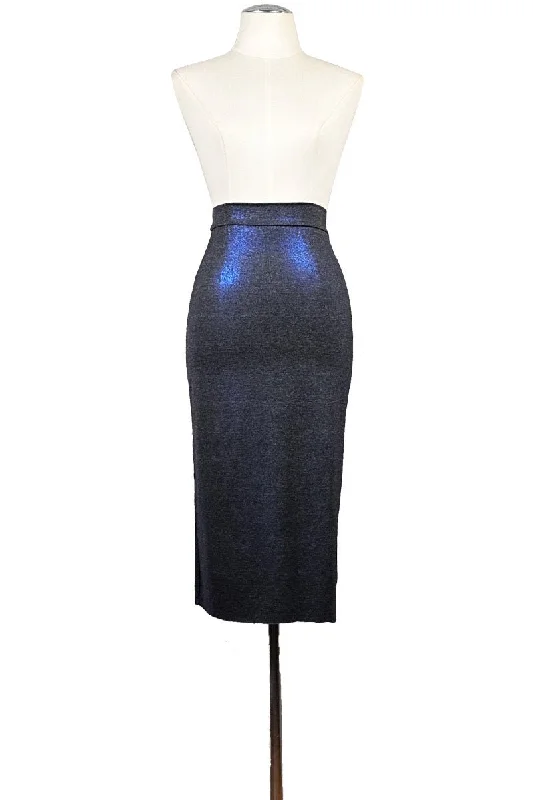 Wrap skirts for adjustable stylish fit -shimmering blue pencil tango skirt with back slit