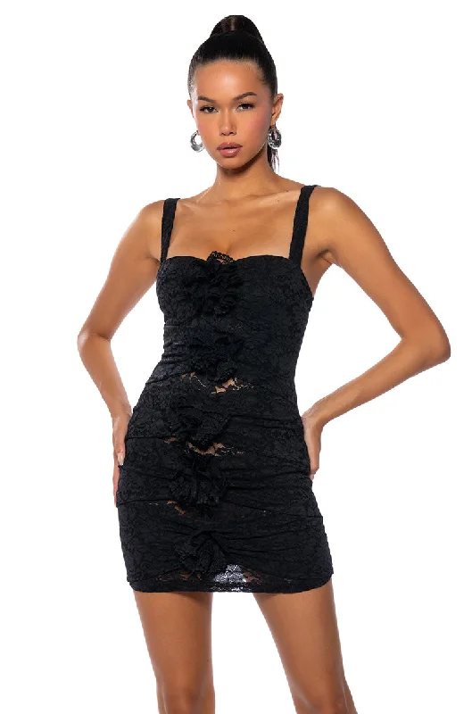 Tiered Dresses for Voluminous -EVERY ROSE HAS ITS THORNS LACE CUTOUT MINI DRESS